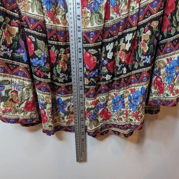 Vintage  Sag Harbor Hippie Boho Floral Print Black Pilgrim Skirt Women Medium - Picture 6 of 7